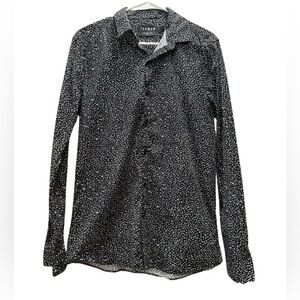 Topman Men’s Black and White Polka Dot Button Down Shirt Size Medium